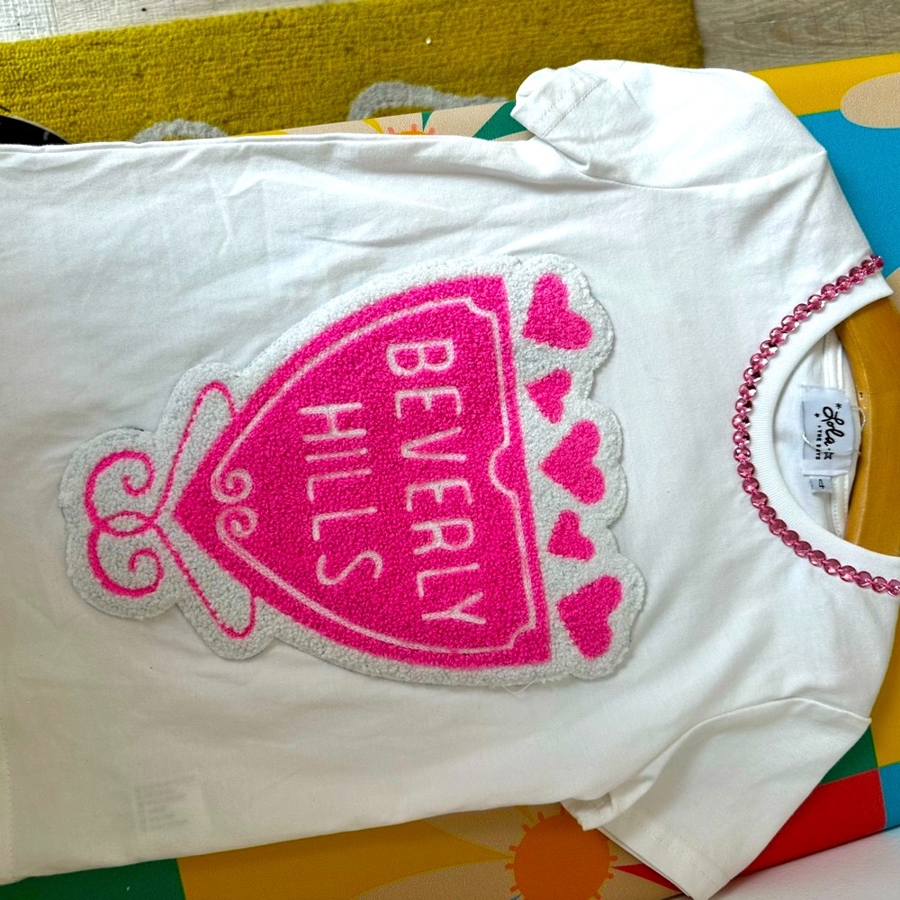 Lola & the boys Kids White and Pink T-Shirt